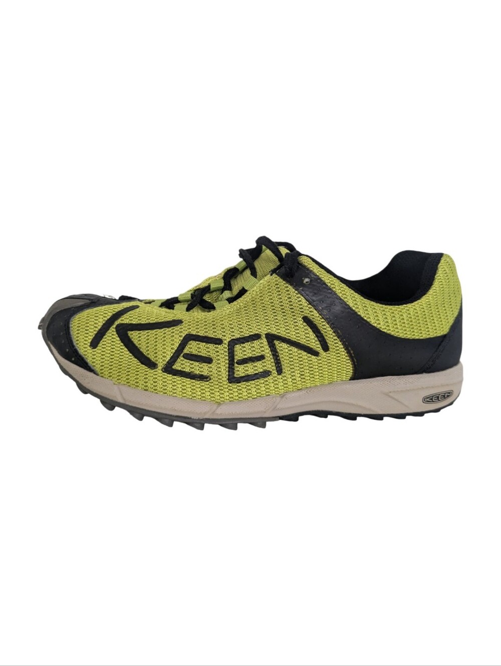 KEEN A86 TR low-profile athletic trail running shoes in a neon yellow/lime black